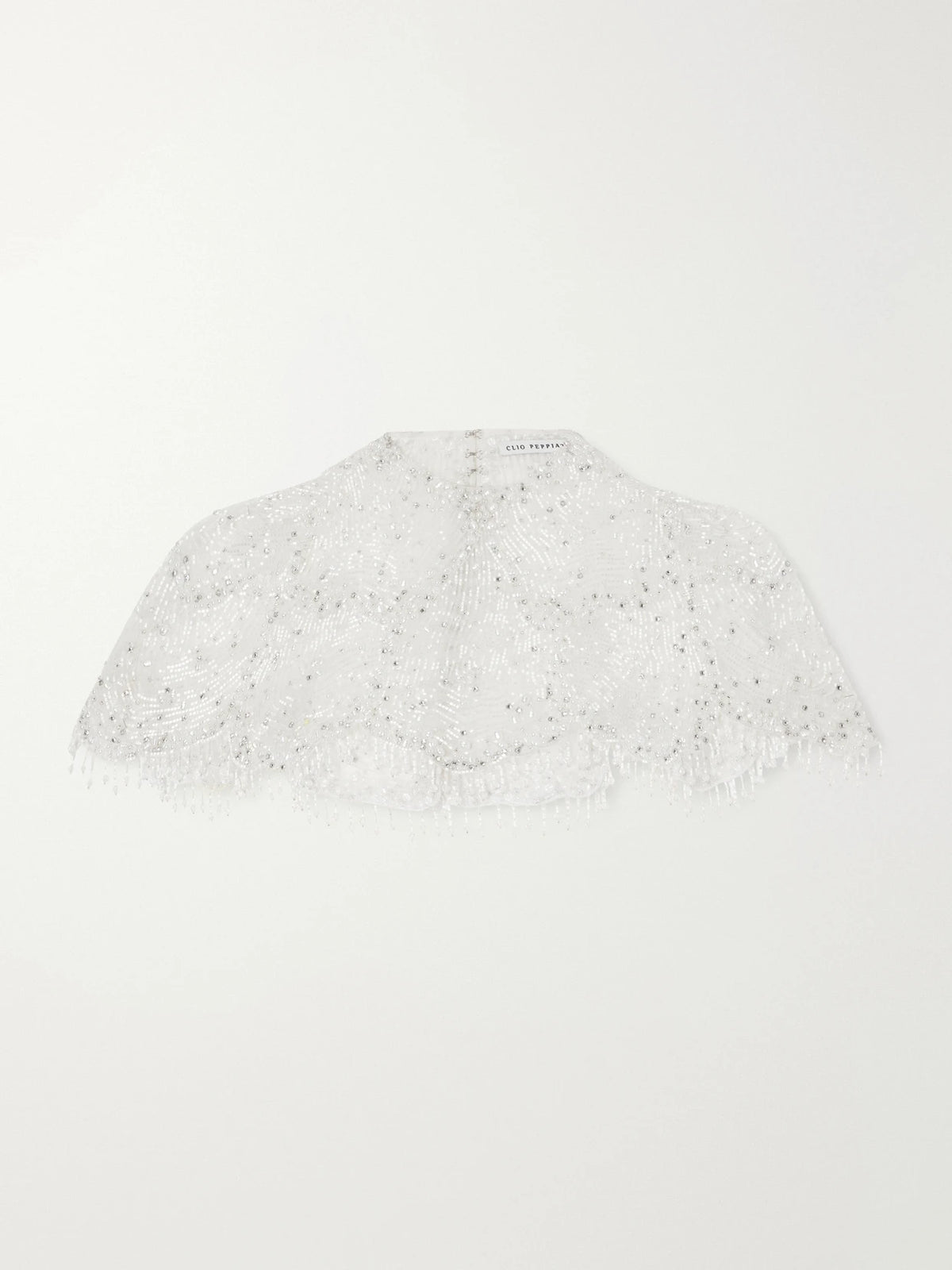 Clio Peppiatt Selkie Fringed Bead-embellished Silk-organza Cape