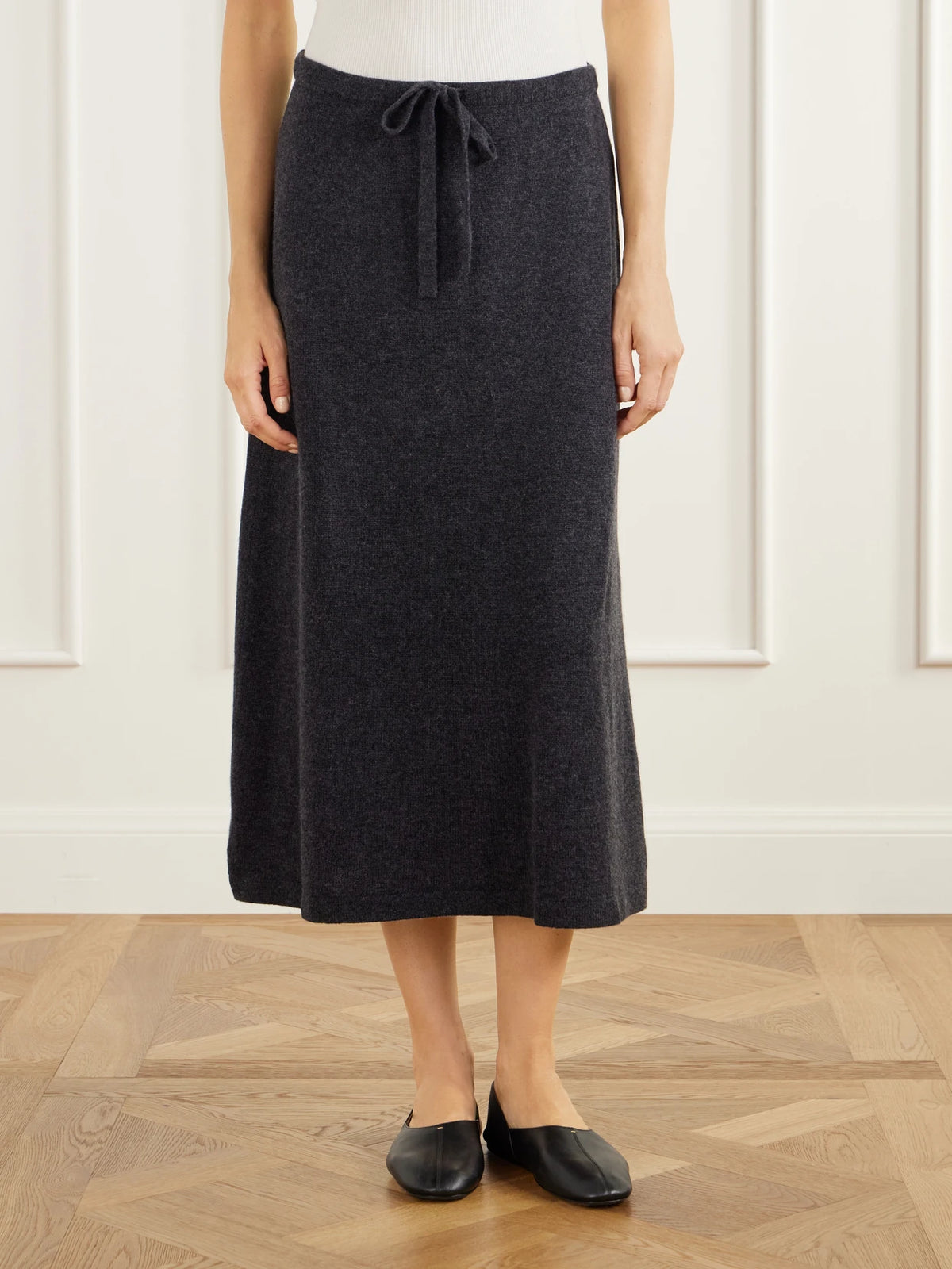 Allude Drawstring Wool And Cashmere-blend Knitted Midi Skirt