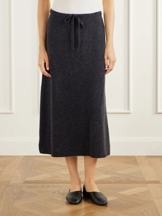 Allude Drawstring Wool And Cashmere-blend Knitted Midi Skirt