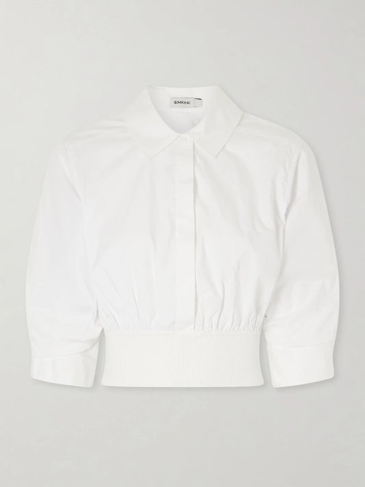 Stiles Gathered Cotton-poplin Shirt