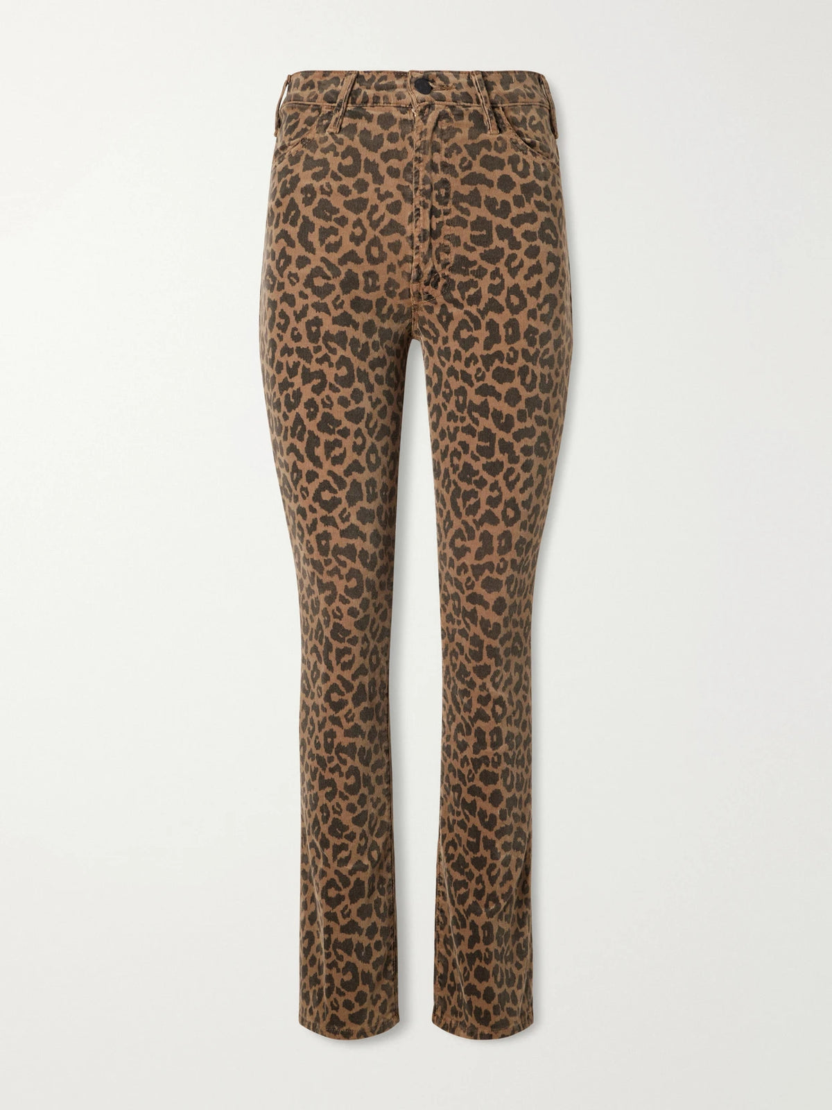 Mother The Hustler Flood Leopard-print Cotton-blend Corduroy High-rise Flared Pants