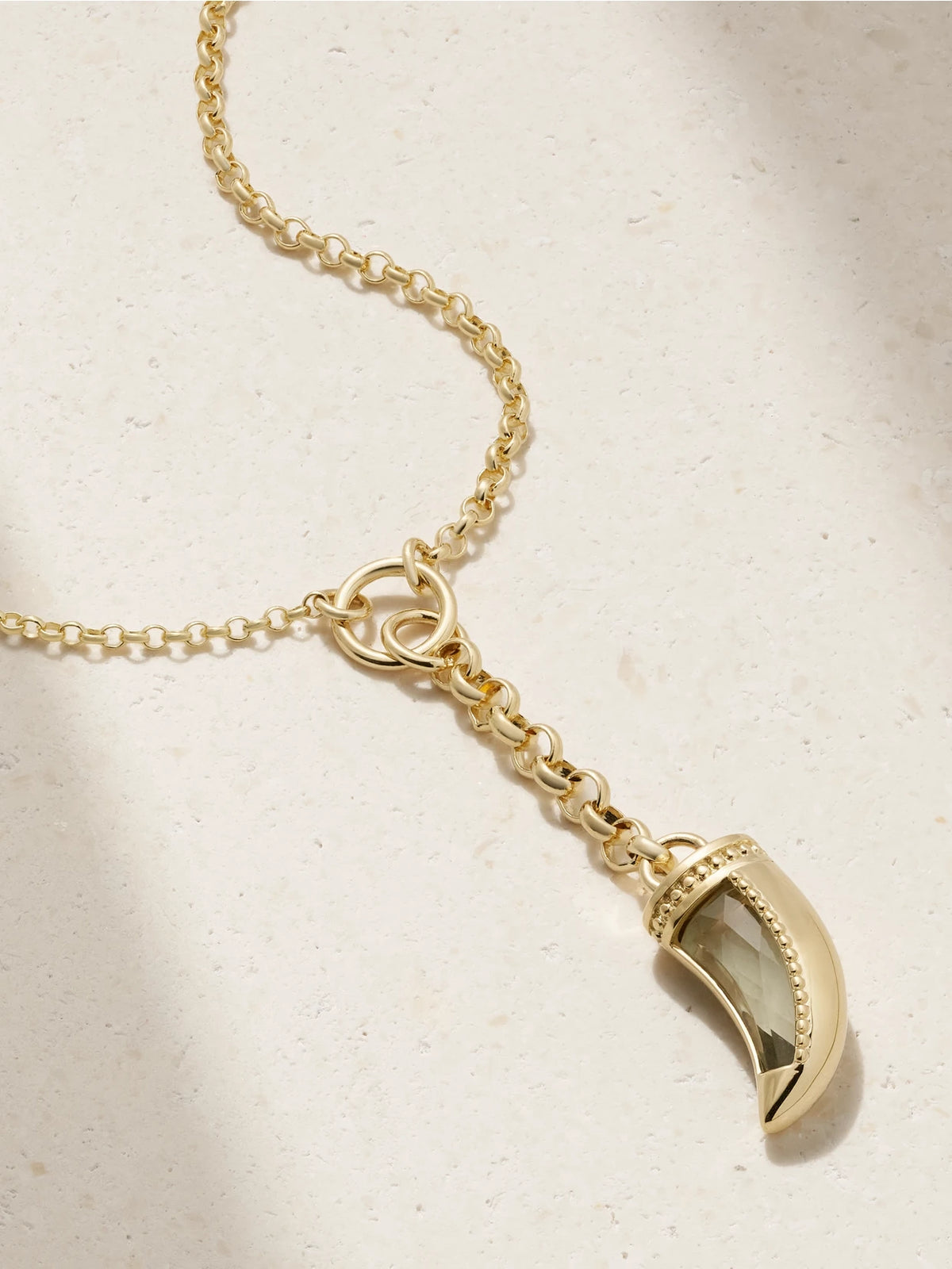 Claw + Small Mixed Belcher 18-karat Gold Prasiolite Necklace