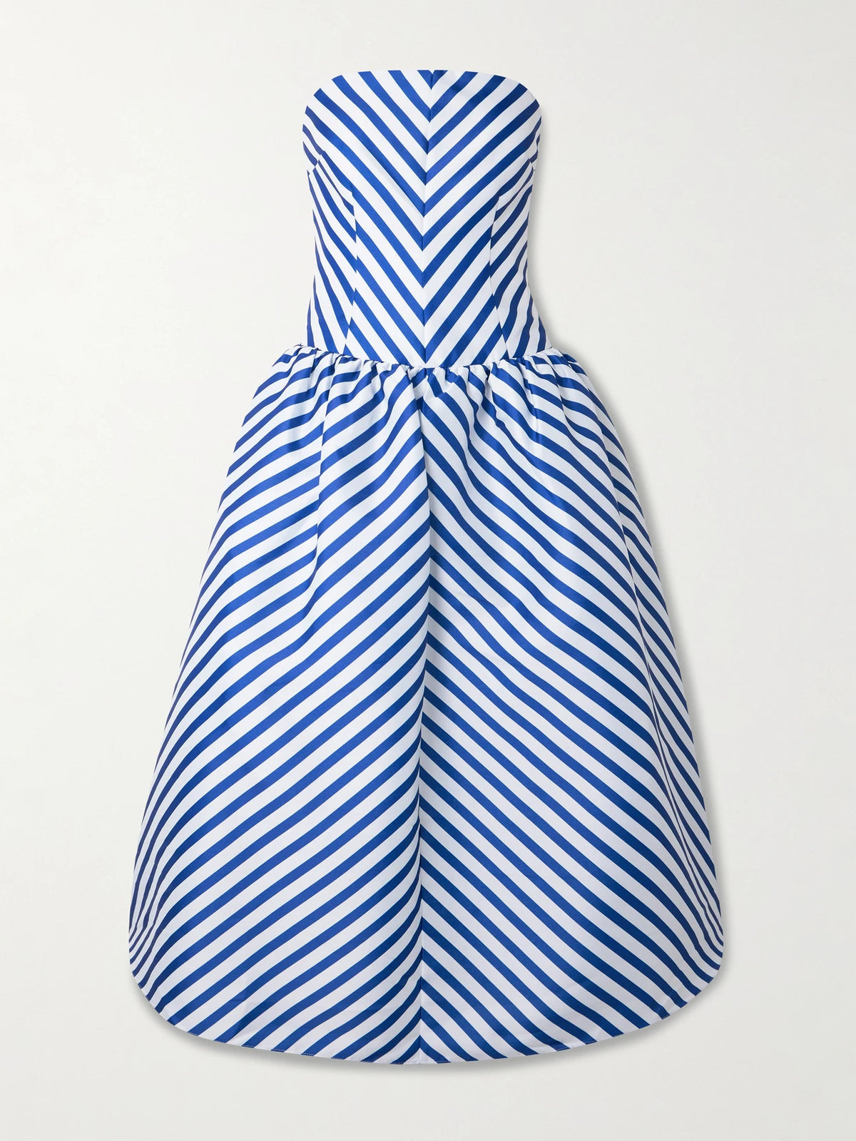 Self-Portrait Strapless Striped Taffeta Midi Dress