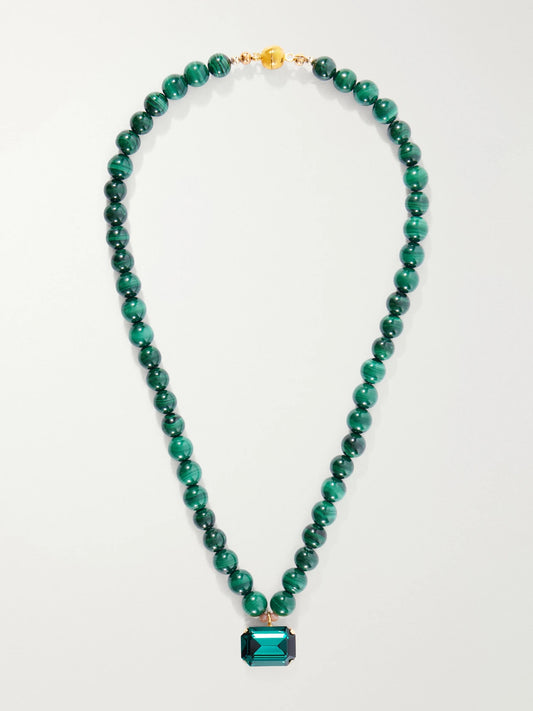 Jennifer Behr Sidonie Gold-tone Malachite And Crystal Necklace