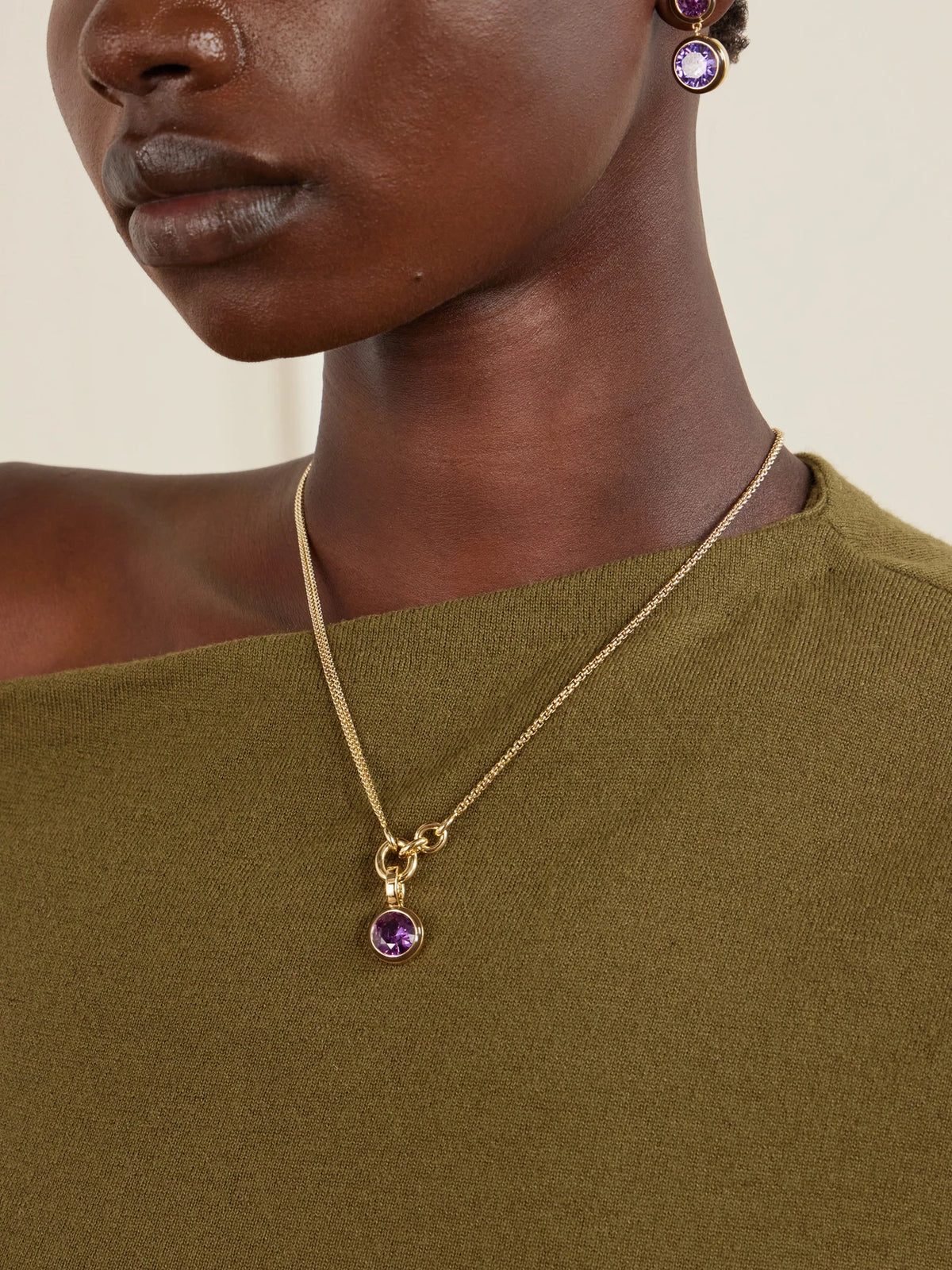 Image of Necklaces. Product name - The Single Drop Gold-tone And Cubic Zirconia Necklace in Multi colour by brand - Roxanne Assoulin