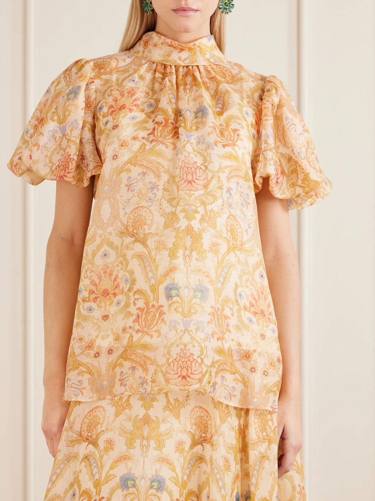 Zimmermann Valiant Bubble Linen And Silk-blend Blouse