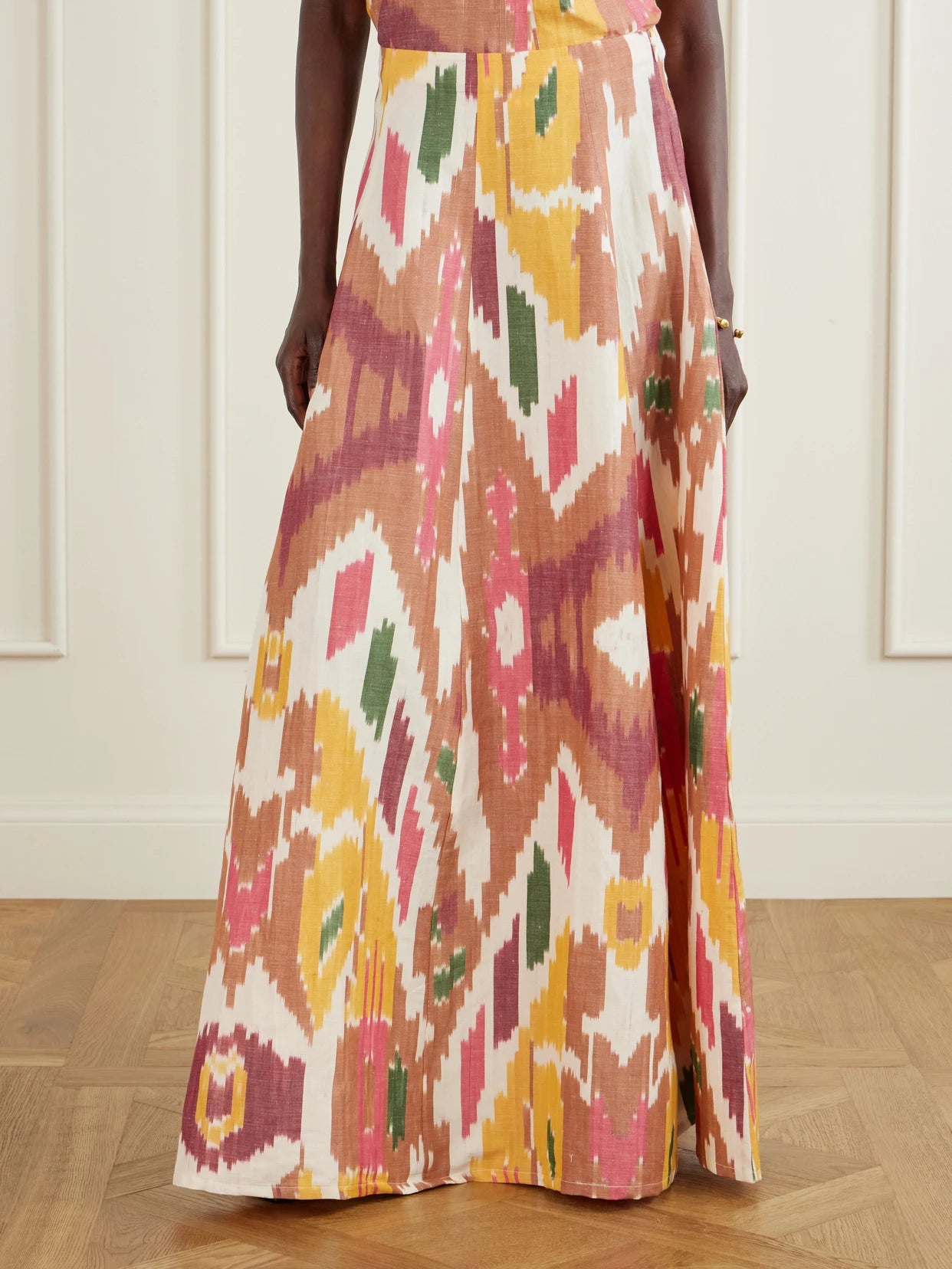 Kika Printed Cotton And Linen-blend Maxi Skirt