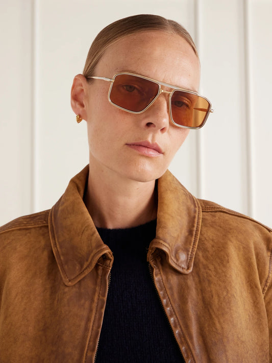 Image of Sunglasses. Product name - Earl Aviator-style Gold-tone Sunglasses in Multi colour by brand - Jacques Marie Mage