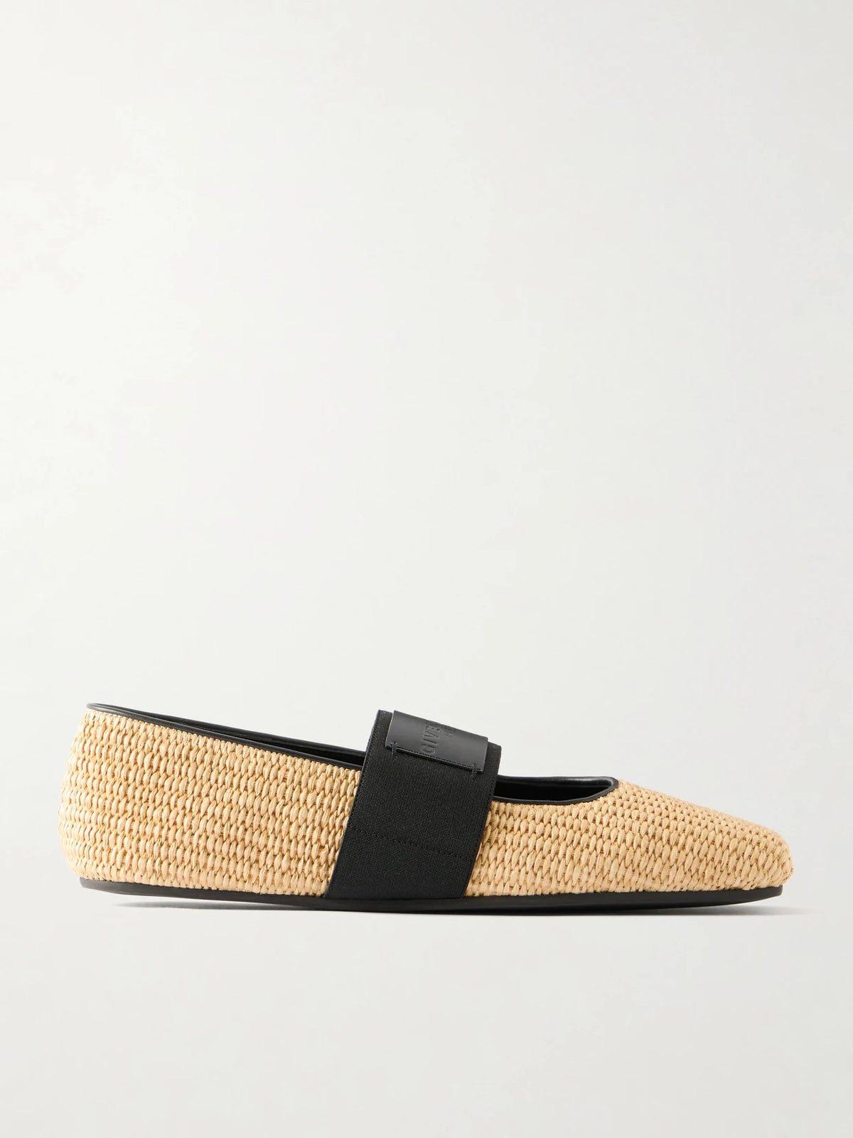 Logo-appliquéd Raffia Ballerina Flats