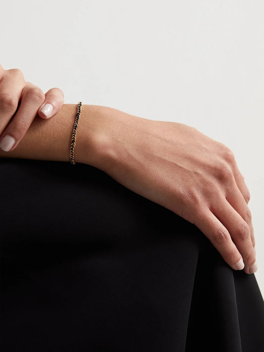 Image of Bracelets. Product name - Lucky Health + Star 18-karat Gold And Silk Bracelet in Multi colour by brand - Carolina Bucci