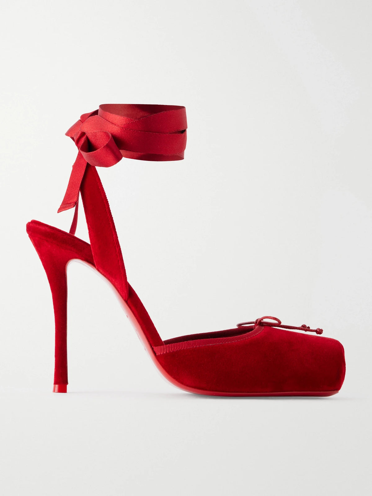 Christian Louboutin Cassia Lace Up 100 Velvet Pumps