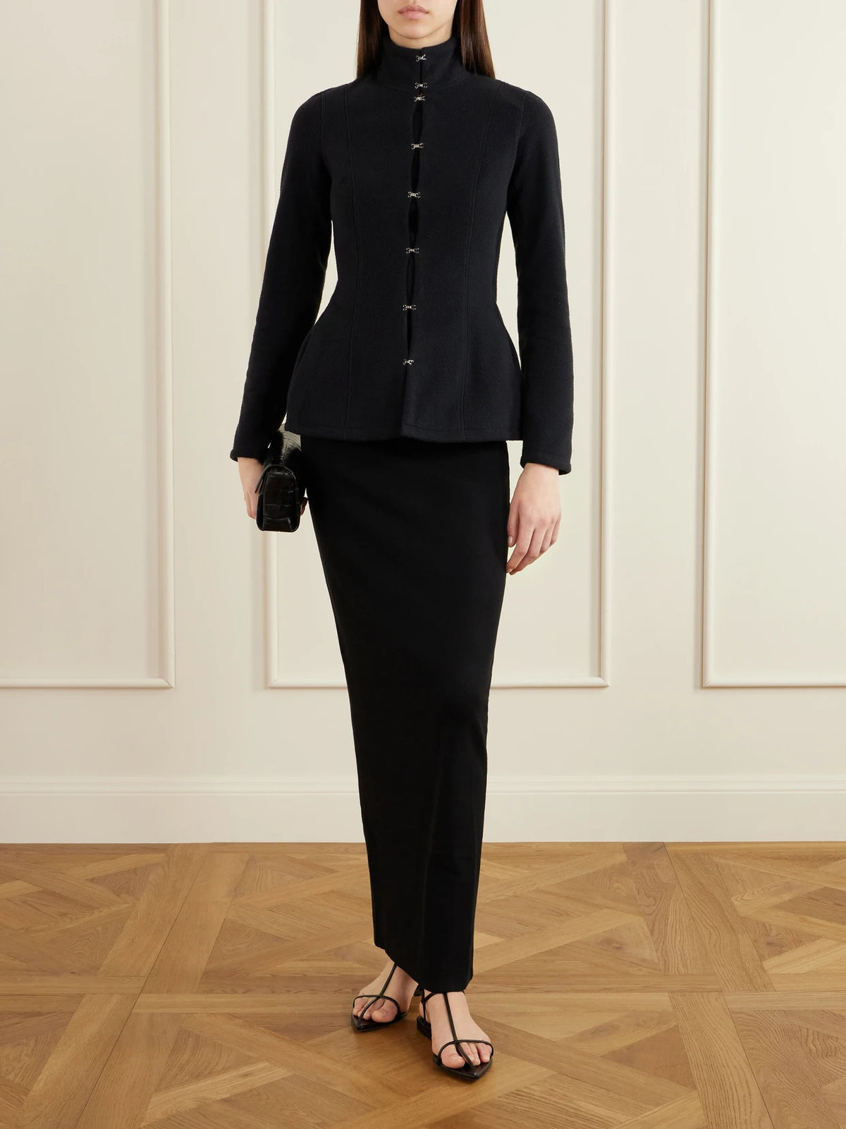 Image of Coats & Jackets. Product name - Paneled Fleece Jacket in Black colour by brand - Colleen Allen