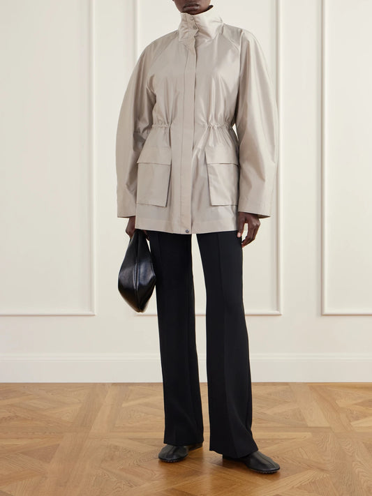 Image of Coats & Jackets. Product name - Paper Taffeta Parka in Beige colour by brand - ST. AGNI