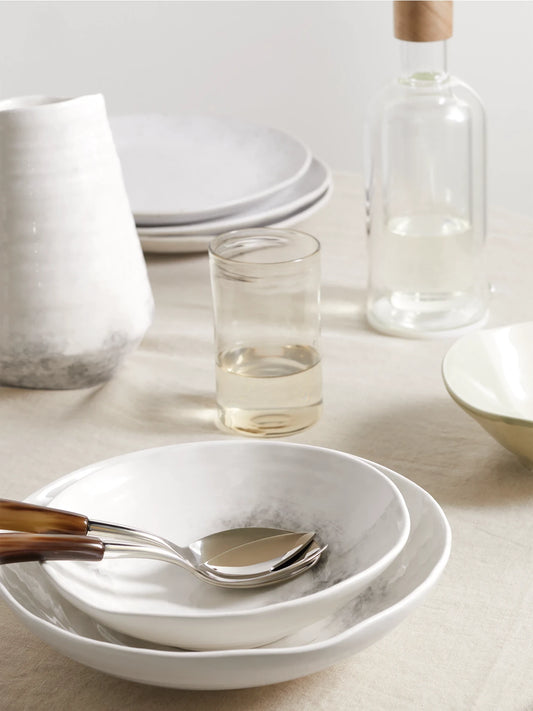 Image of Tableware. Product name - Set Of Two Glazed Ceramic Bowls in Stone colour by brand - Brunello Cucinelli