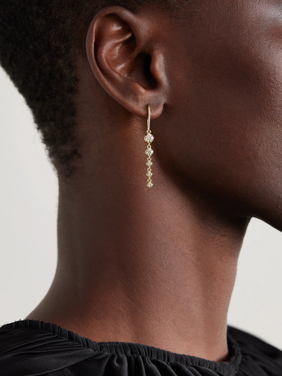 Image of Earrings. Product name - 5 Graduated Illusion 18-karat Gold Diamond Earrings in Multi colour by brand - Jennifer Meyer
