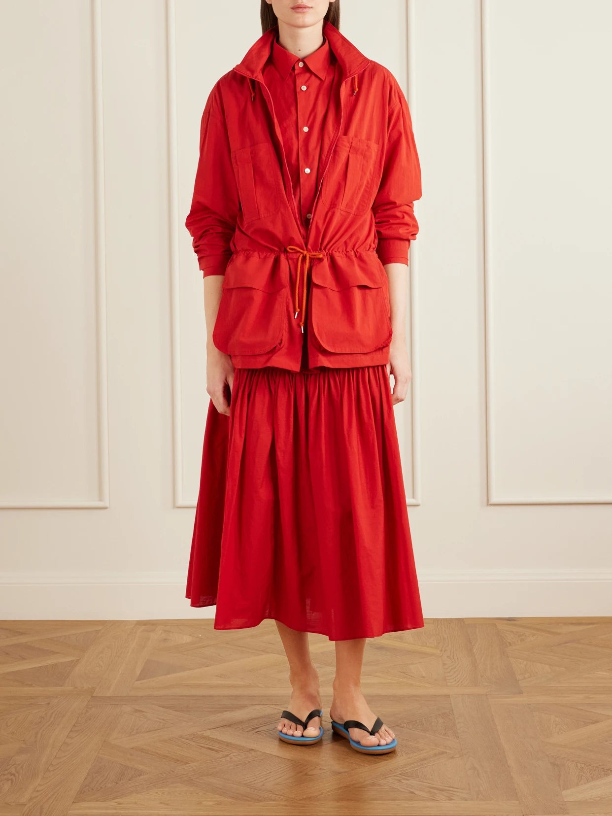 Image of Coats & Jackets. Product name - Cotton Jacket in Red colour by brand - Auralee