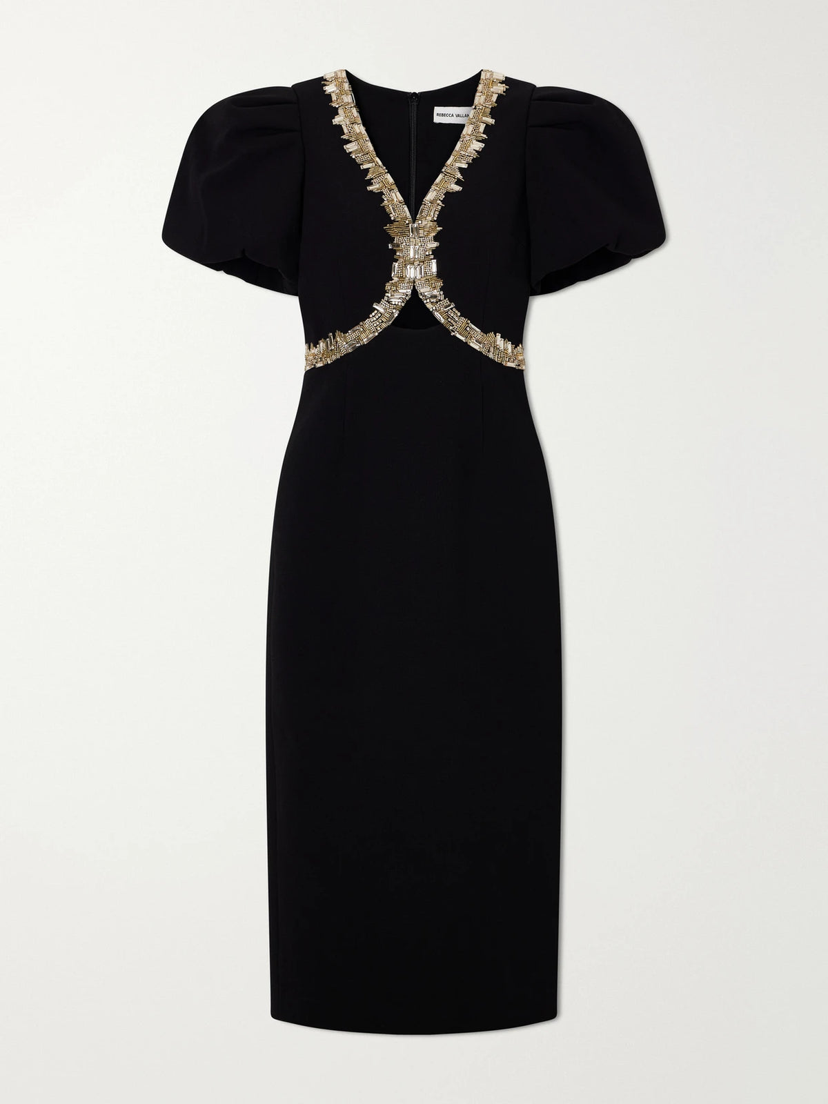 Rebecca Vallance Alexandrite Embellished Cady Midi Dress