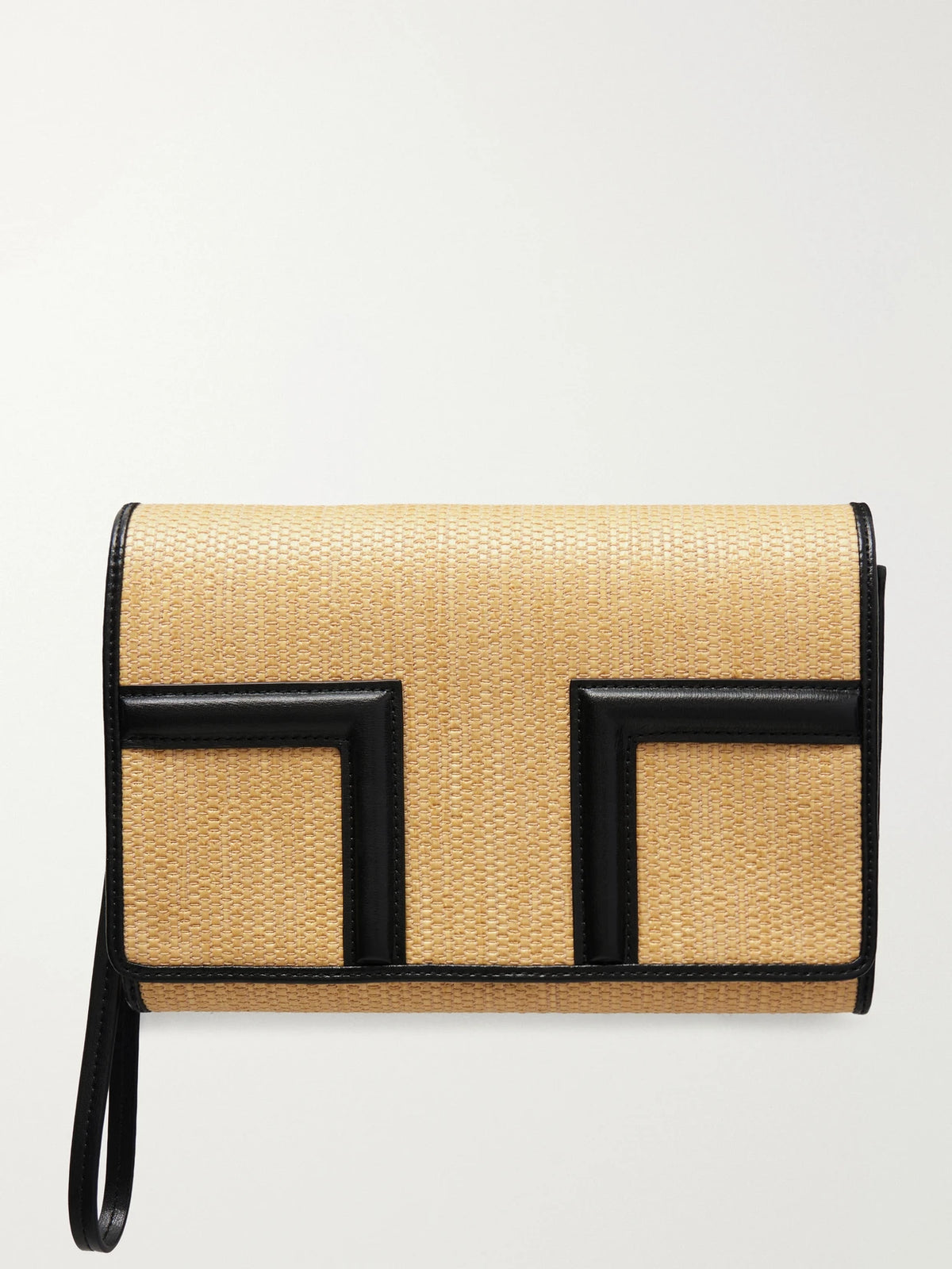 Travel Leather-trimmed Raffia Shoulder Bag