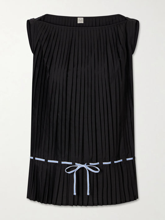 Belted Pleated Poplin Blouse