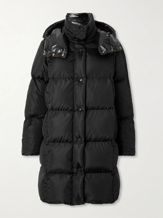 Appliquéd Hooded Shell Down Coat