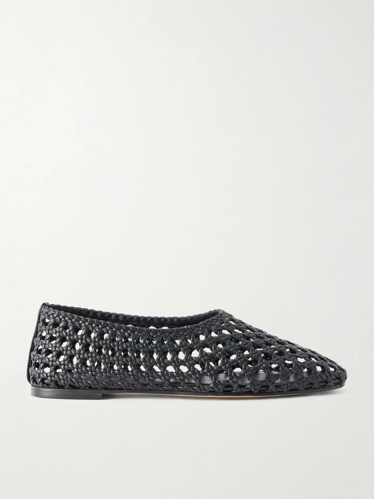 High Throat Woven Leather Ballet Flats