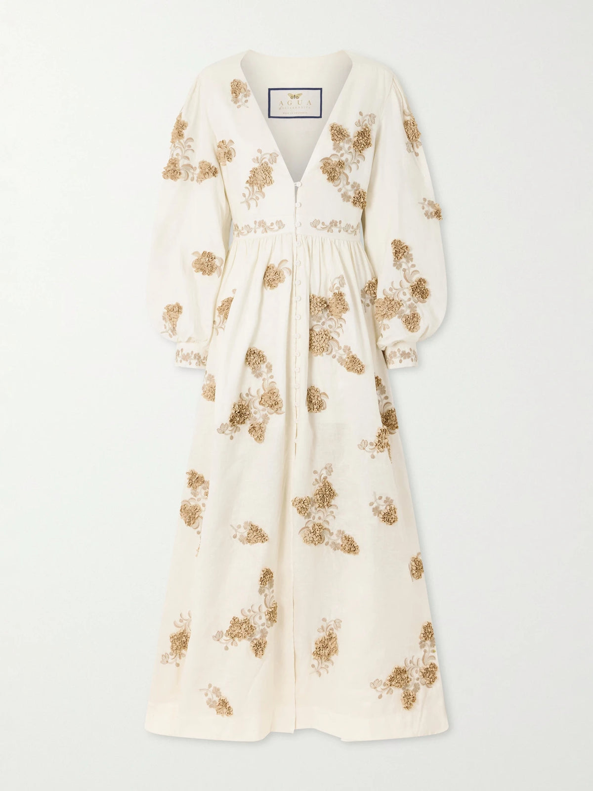 Agua by Agua Bendita Frambuesa Embroidered Cotton Maxi Dress