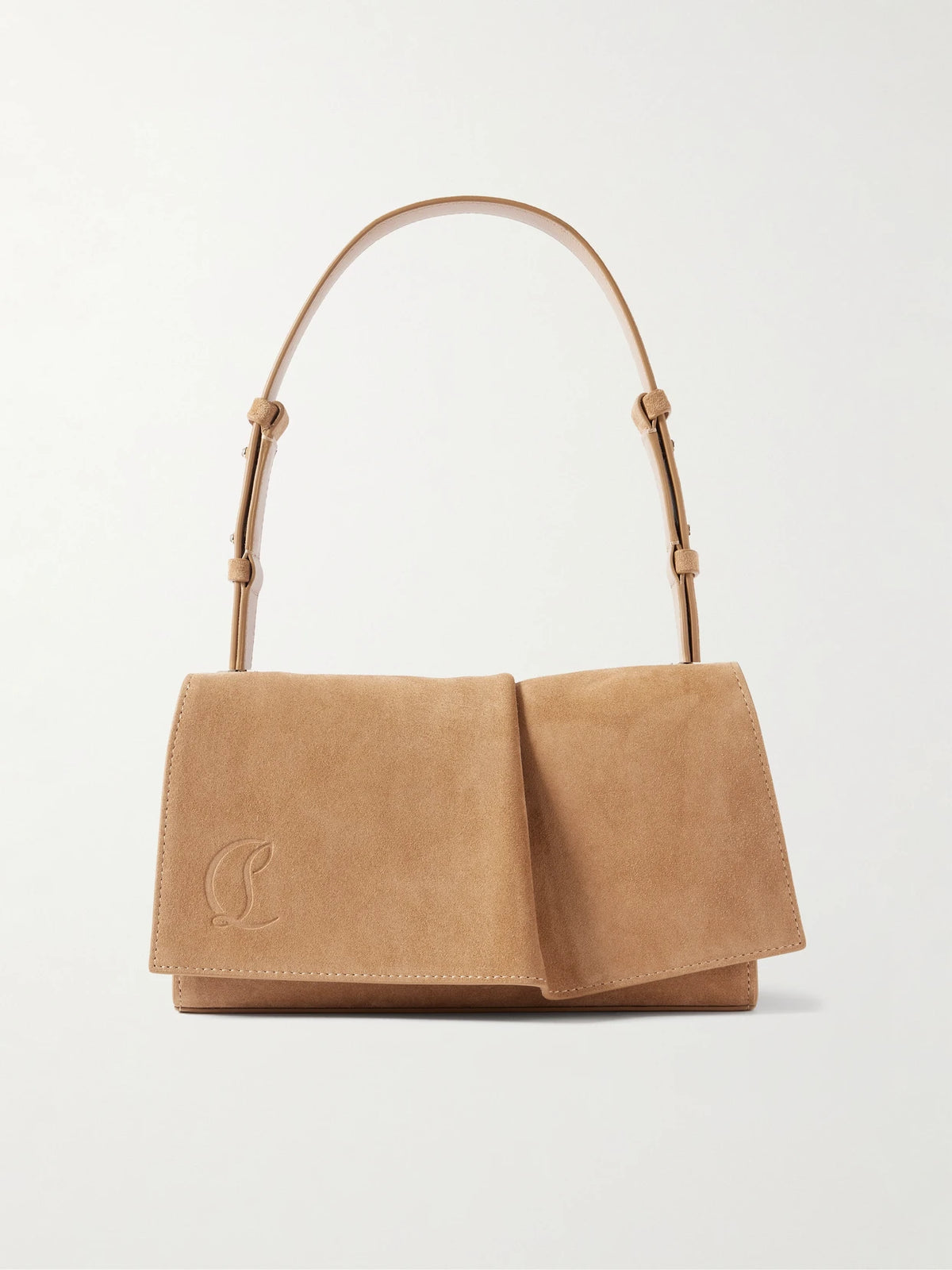 Baggy Small Logo-debossed Suede Shoulder Bag