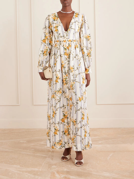 Image of Dresses. Product name - Frambuesa Valle Linen Dress in Multi colour by brand - Agua by Agua Bendita