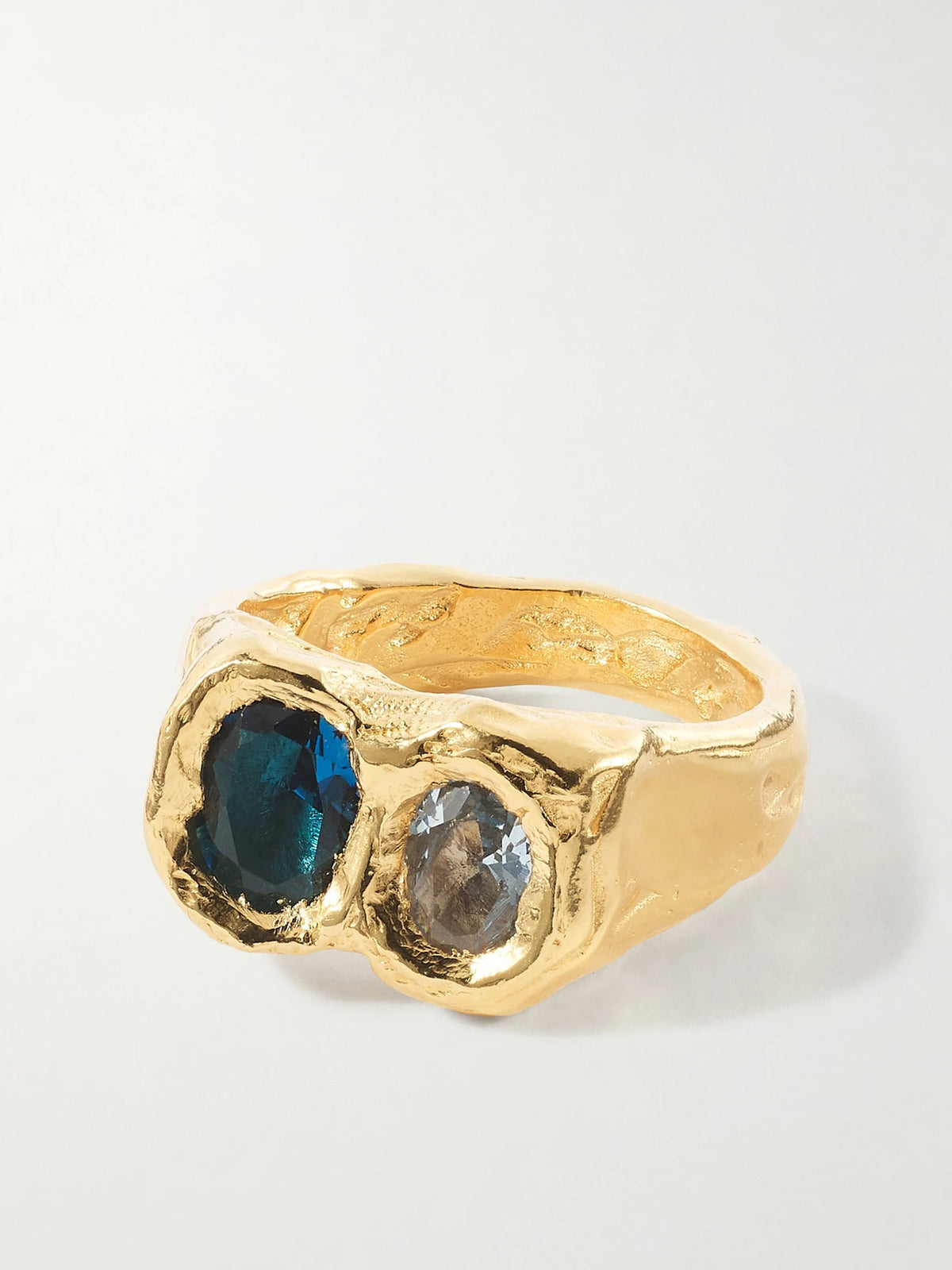 Buzo Gold-plated Sterling Silver Topaz And Cubic Zirconia Ring