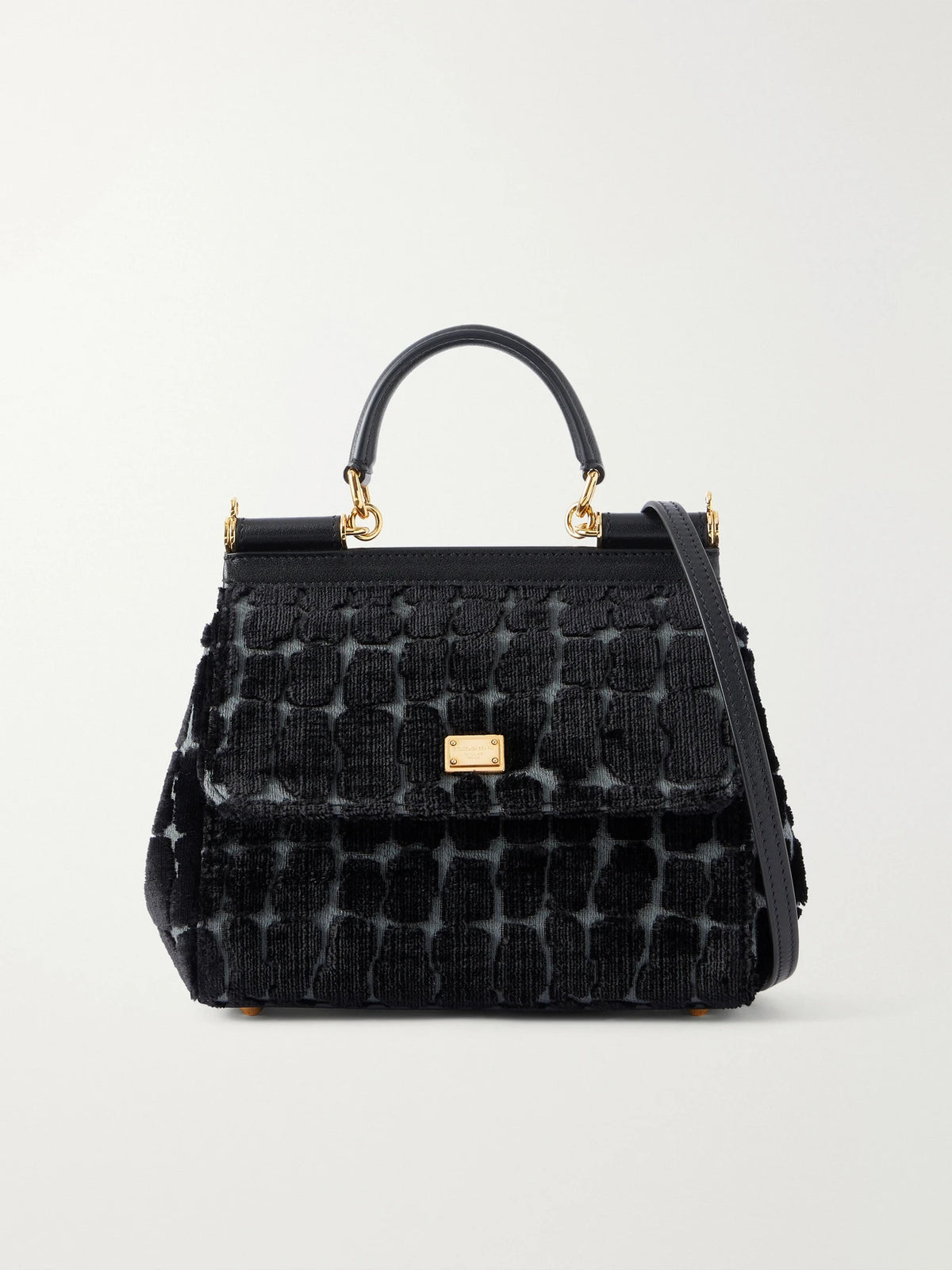 Dolce & Gabbana Leather-trimmed Velvet Top-handle Bag