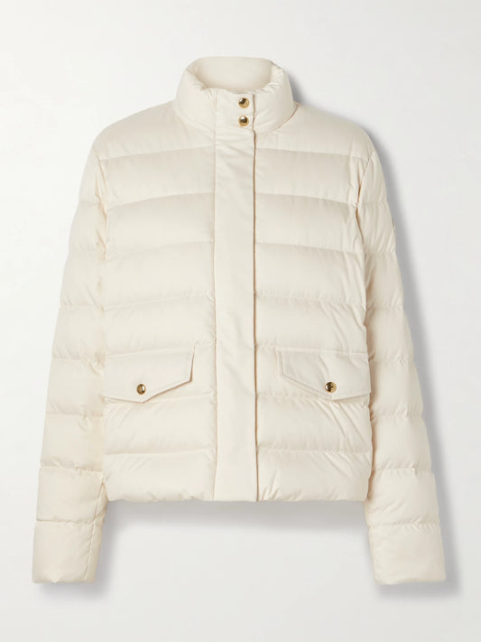 Image of Coats & Jackets. Product name - Bessettes Quilted Shell Down Jacket in Cream colour by brand - Moncler