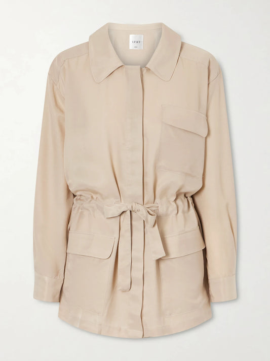 Image of Coats & Jackets. Product name - Kim Drawstring Tencel Jacket in Beige colour by brand - LESET