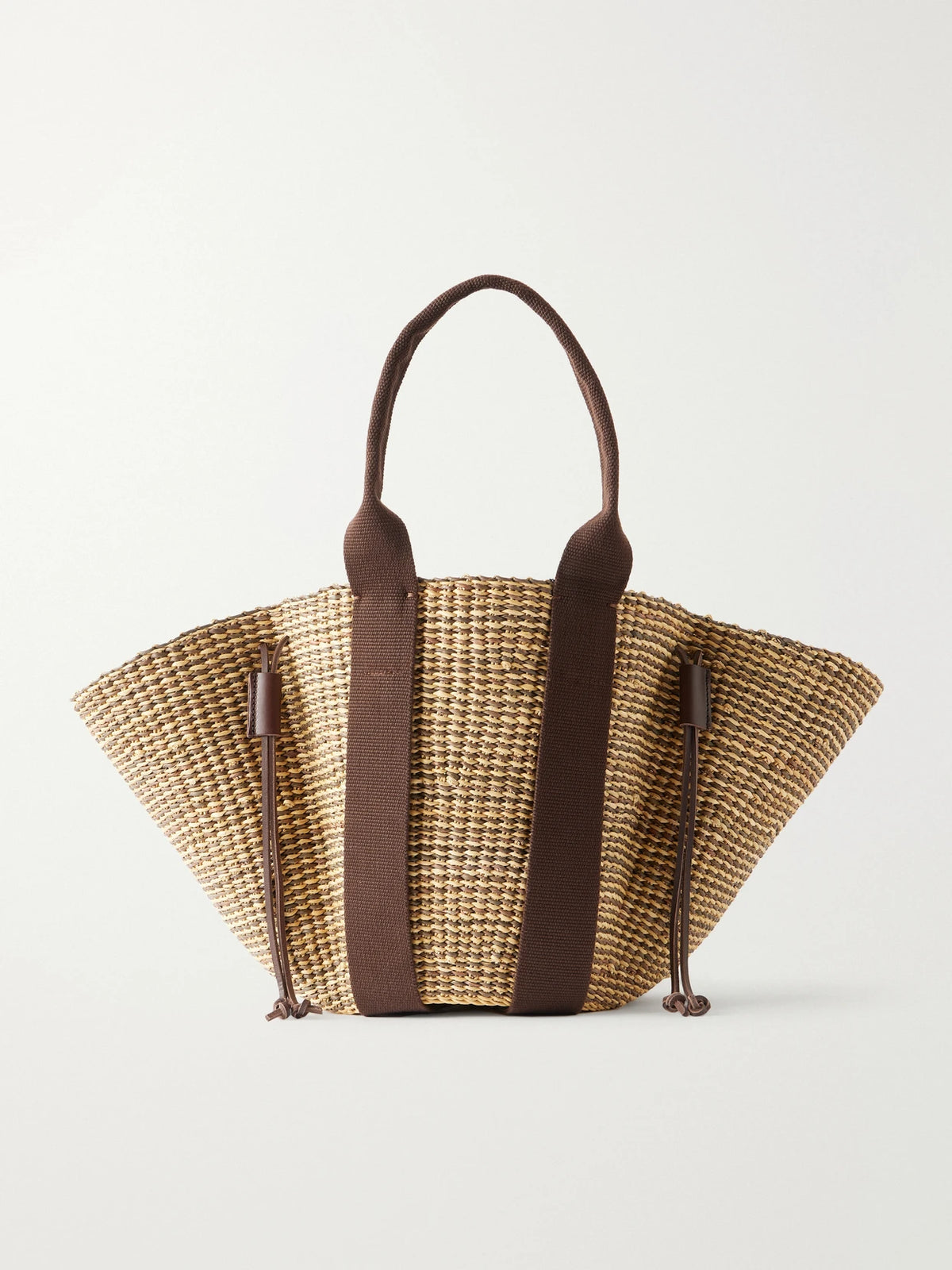 MUUÑ Cotton And Leather-trimmed Raffia Tote