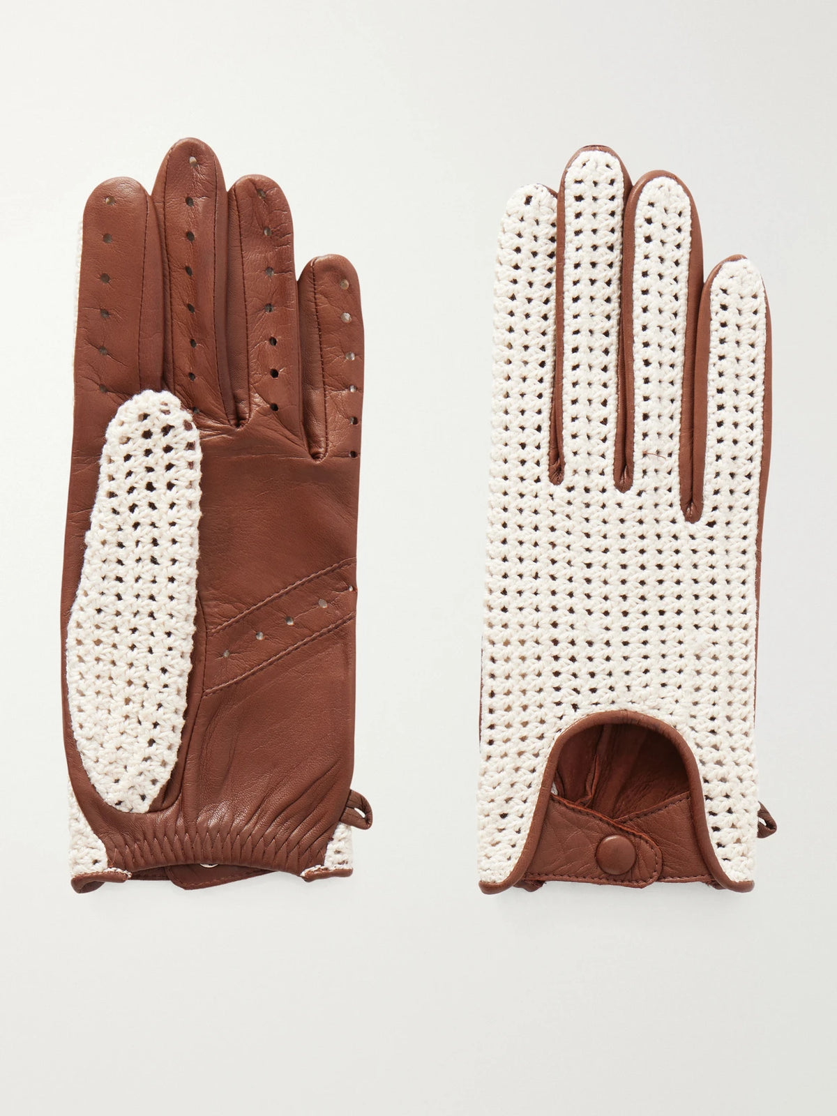 Agnelle Karine Crochet-knit And Leather Gloves
