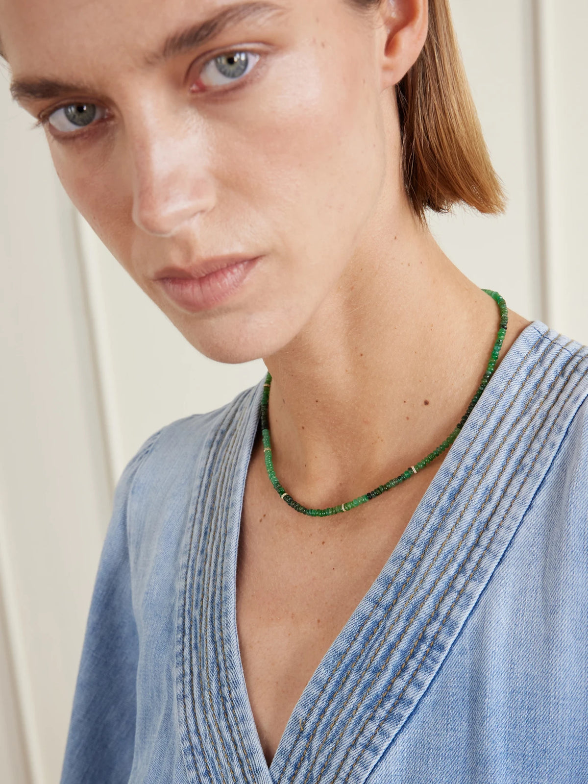 Image of Necklaces. Product name - Arizona 14-karat Gold, Emerald And Diamond Necklace in Green colour by brand - JIA JIA