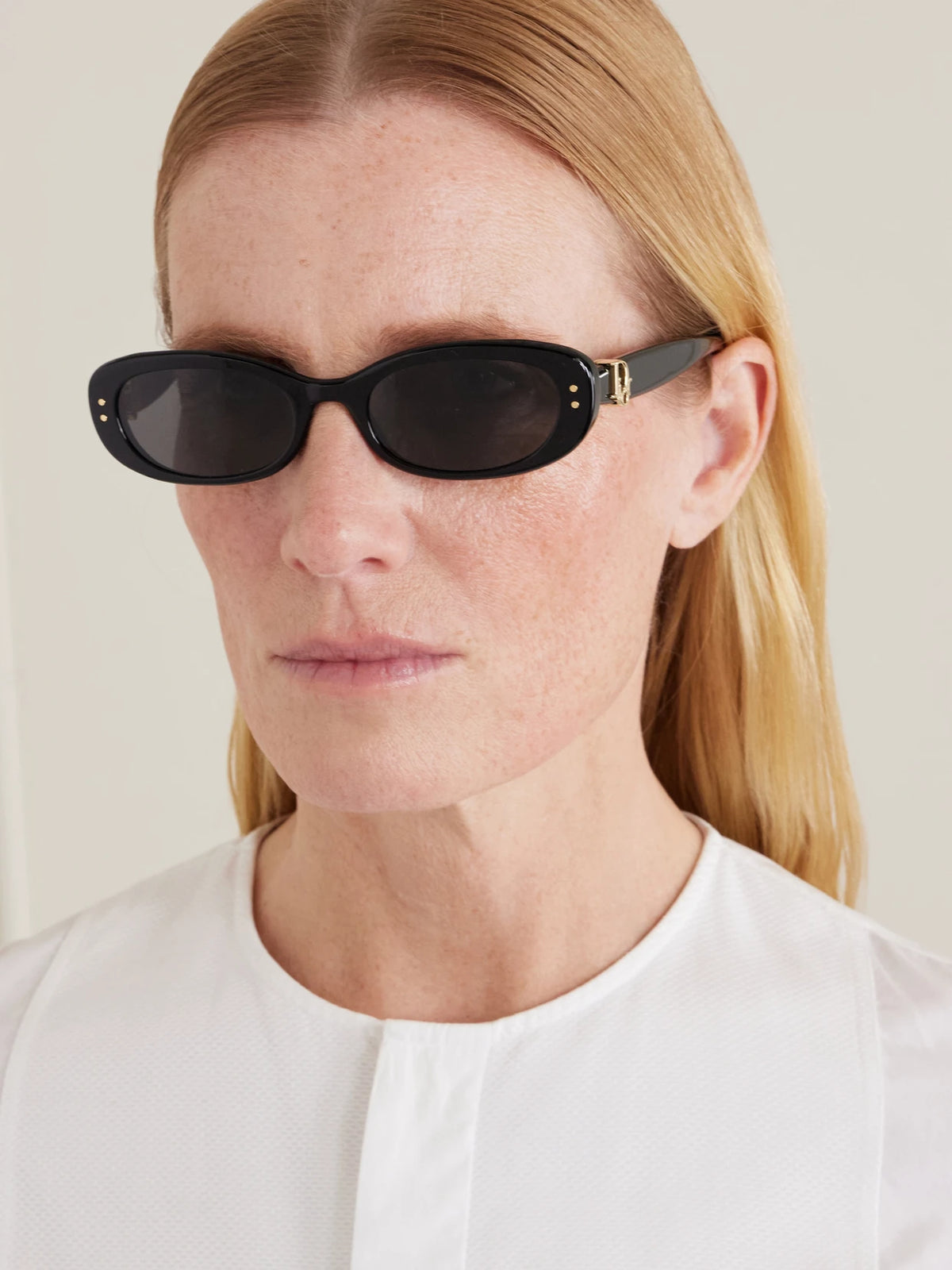 Image of Sunglasses. Product name - Dior Oblique B1i Oval Acetate Sunglasses in Black colour by brand - DIOR Eyewear