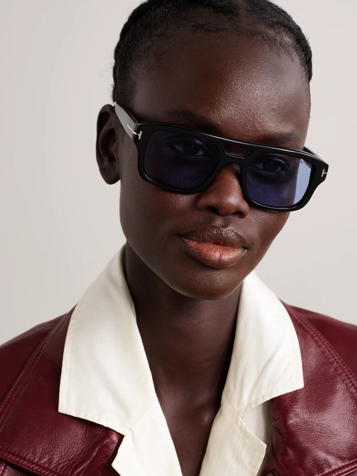 Image of Sunglasses. Product name - Icon Aviator-style Acetate Sunglasses in Black colour by brand - TOM FORD