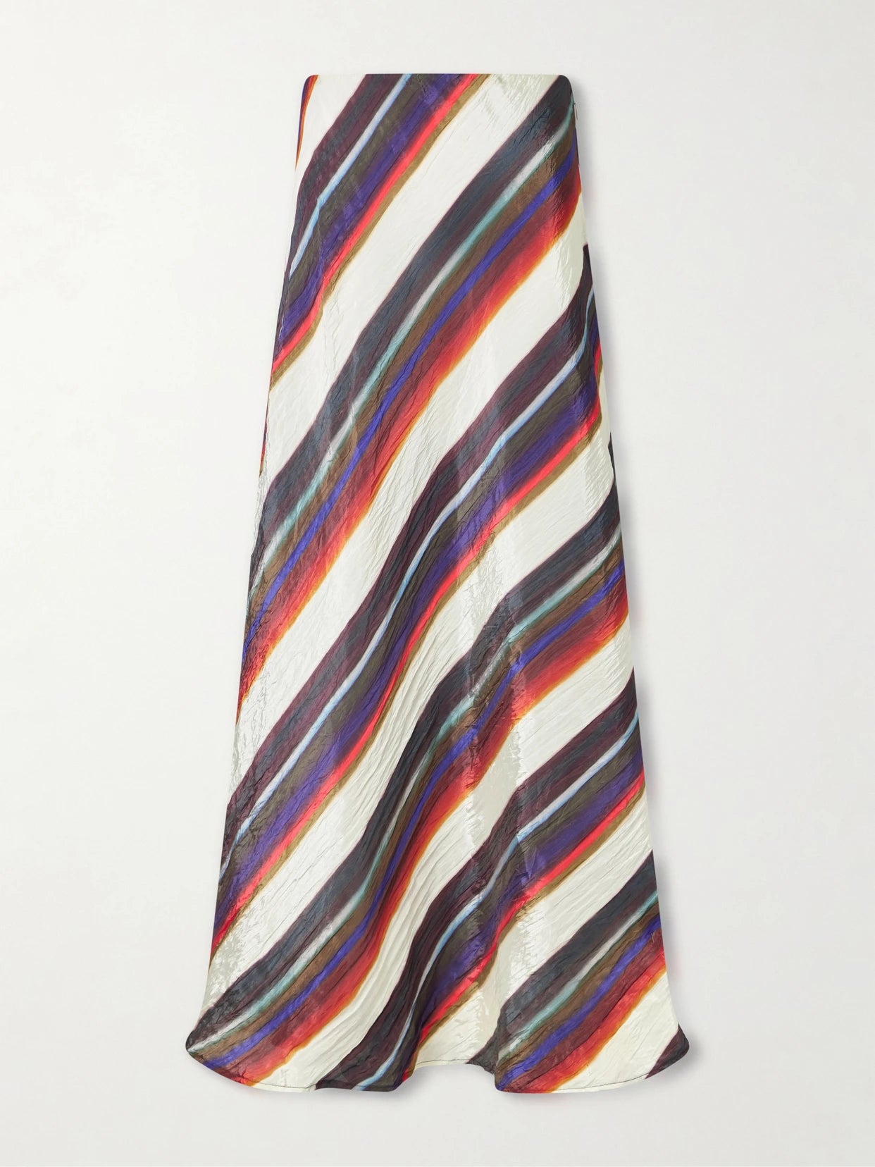 Image of a model wearing Skirts. Product name - Morris Striped Crinkle-satin Maxi Skirt in Multi colour by brand - Christopher John Rogers