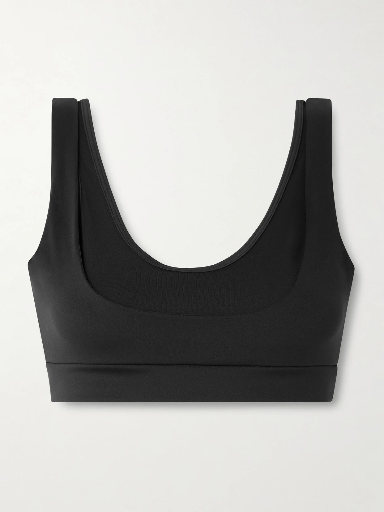 Image of Bras. Product name - + Nike Double Strap Scoop Bra - Obsidian in Black colour by brand - SKIMS
