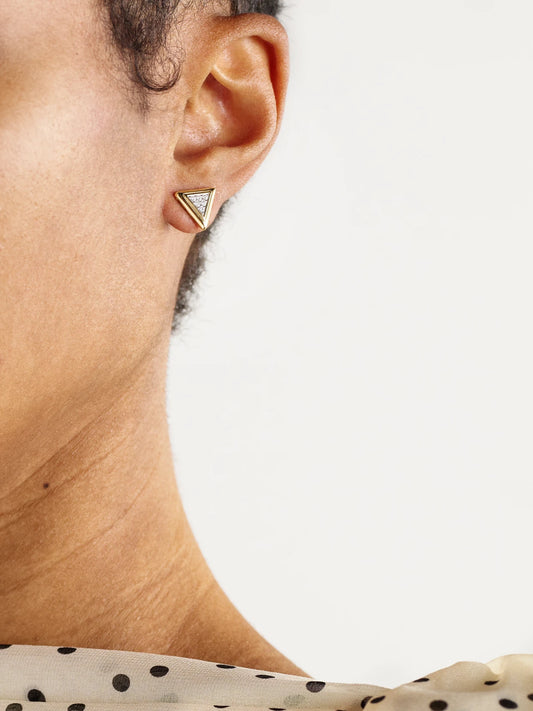 Image of Earrings. Product name - Triangolini 18-karat Yellow And White Gold Diamond Earrings in Multi colour by brand - Marina B