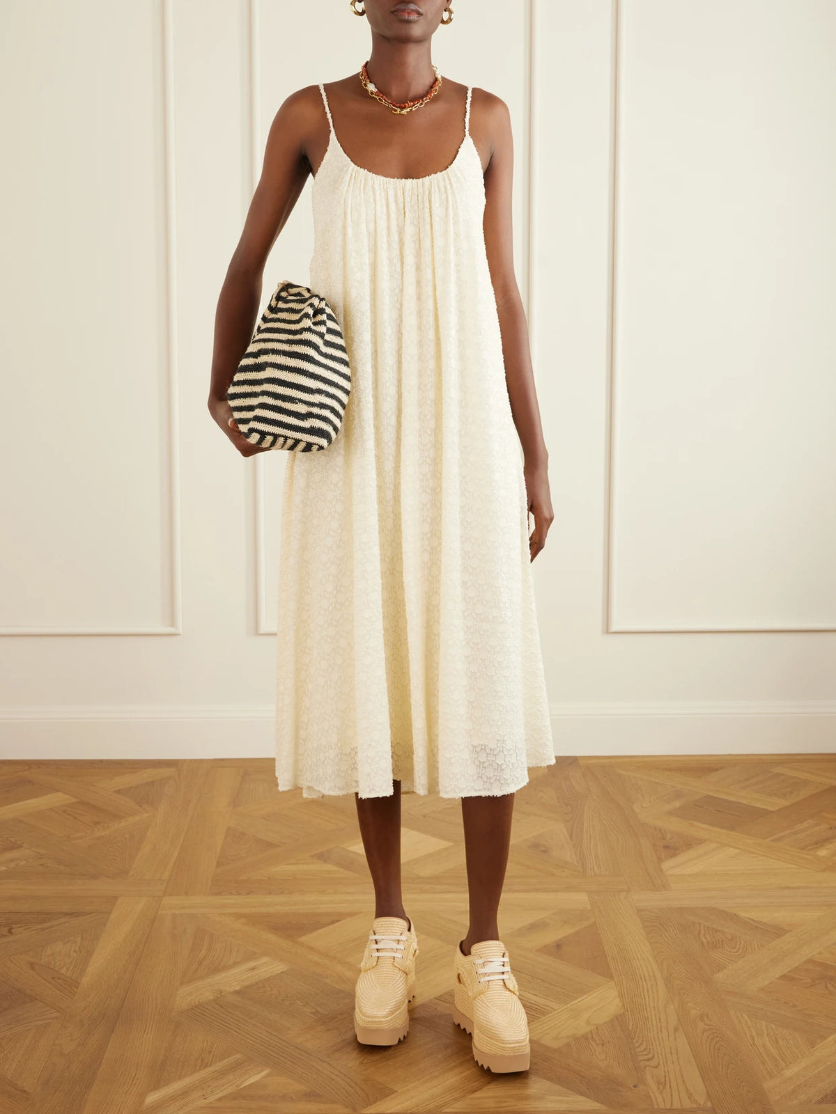 Image of Sneakers. Product name - Elyse Woven Raffia Platform Brogues in Neutral colour by brand - Stella McCartney