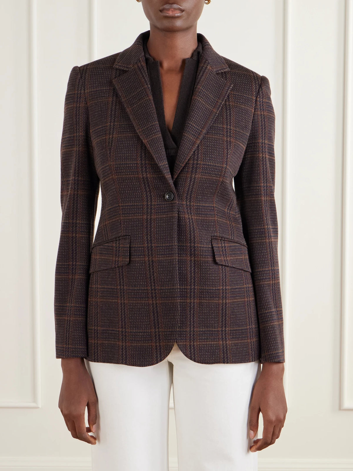 Max Mara Abate Prince Of Wales Checked Wool And Cotton-blend Blazer