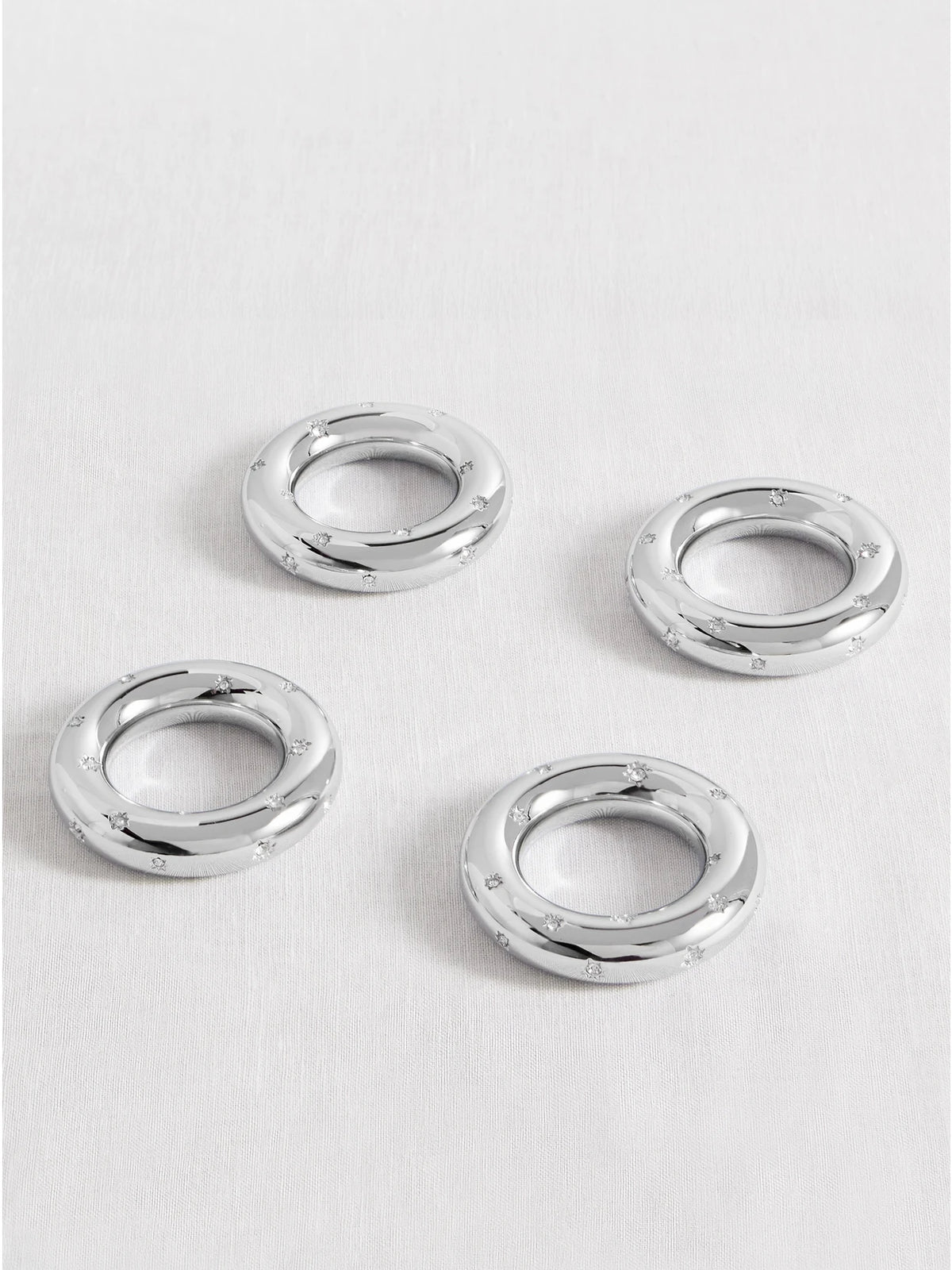 Set Of Four Swarovski Crystal-embellished Platinum-plated Napkin Rings