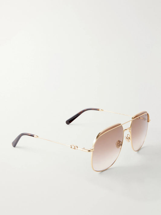 DIOR Eyewear Petit Cd A1u Square-frame Gold-tone Sunglasses