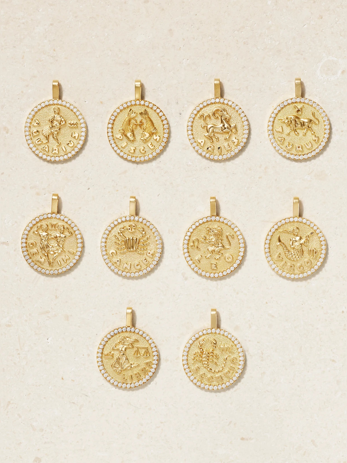 Zodiac Large 18-karat Gold Diamond Necklace