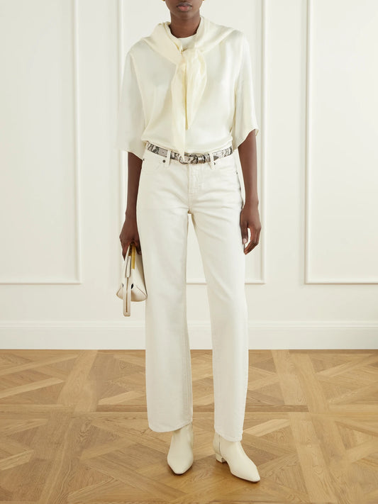 Image of Boots. Product name - Lila Leather Ankle Boots in Cream colour by brand - Aeyde