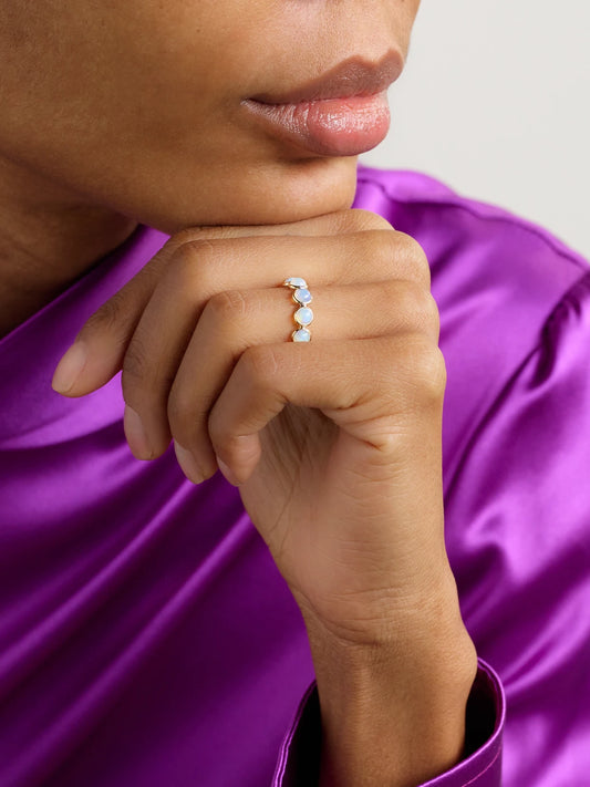 Image of Rings. Product name - Gold Opal Ring in White colour by brand - JIA JIA