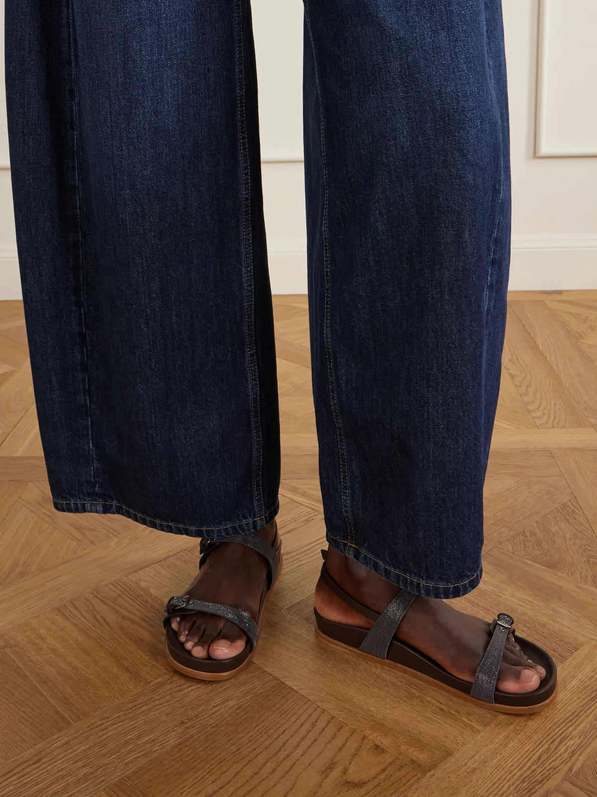 Brunello Cucinelli Embellished Leather Sandals
