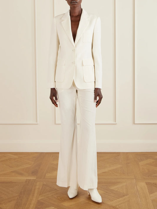 Image of Boots. Product name - Clayton 50 Croc-effect Leather Ankle Boots in White colour by brand - Gabriela Hearst