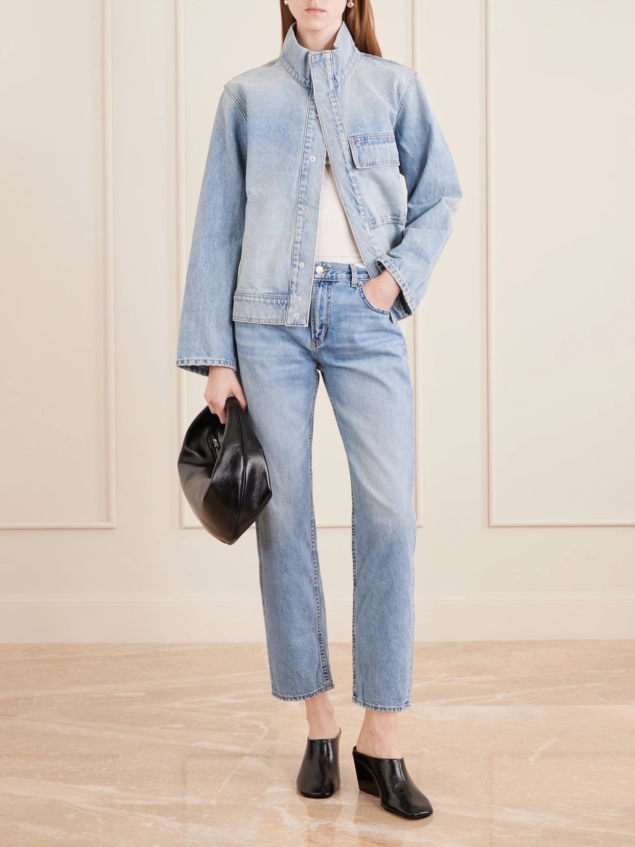 Image of Jeans. Product name - Lorimer Straight-leg Jeans in Light denim colour by brand - Nili Lotan